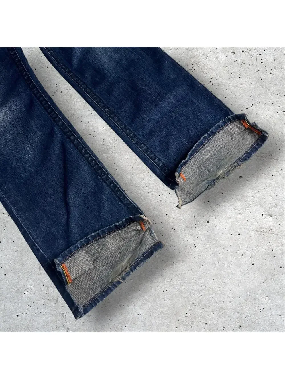Rock Revival Bootcut Straight Leg Denim Jeans Distressed Hem Size 34